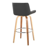 Santi - 30" Fixed-Height Barstool With Swivel And Round Chrome Metal Footrest (Set of 2) - Zebra Wood