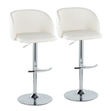 Fran - Adjustable Barstool (Set of 2) - Chrome Metal, White Faux Leather
