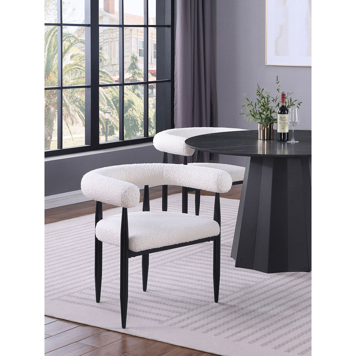 Notting - Upholstered Dining Arm Chair (Set of 2) In And Open C Shaped Backrest - Cream