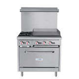 36 in. 2 Burner Commercial LP Range with 24 in. Griddle in Stainless-Steel (KM-CRG36-LP)