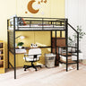 Loft Bed With Desk And Grid, Stylish Frame With Lateral Storage Ladder And Wardrobe