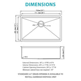 Gold Undermount Kitchen Sink 30" X 19" X 10" Stainless Steel 16 Gauge Deep Single Bowl With Workstation Ledges