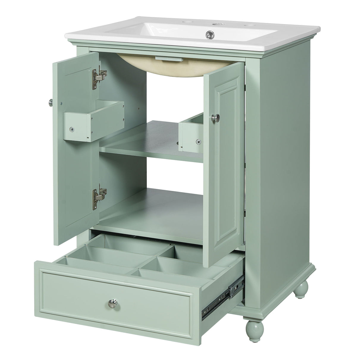 Modern Bathroom Vanity With Sink, Cabinet With Drawer And Dividers, Rectangular Storage Unit