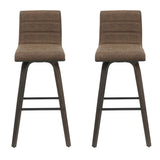 Vienna - 39.5" Swivel Bar Height Square Back Wood Bar Stool With Faux Leather Seat