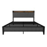 Bed With Charging Station, American Design Upholstered Headboard, Metal Platform