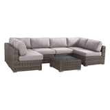 6 Person Wicker Seating Group With Premium Cushions - Gray Mix