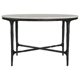 Hermas - Round Genuine Marble Top Metal Coffee Table - White