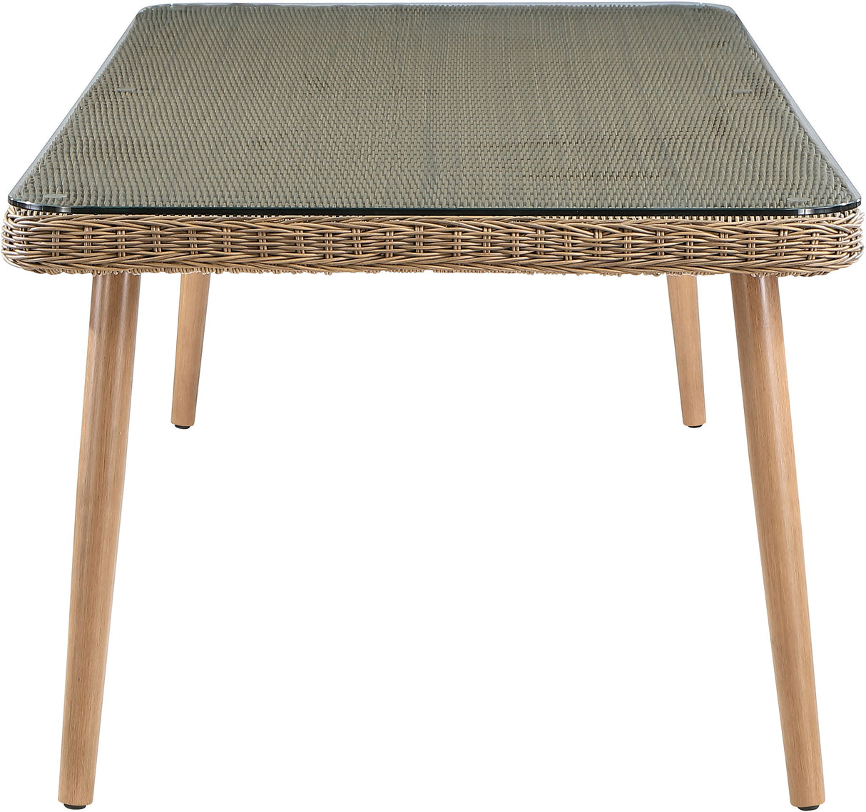 Seacrest - Tempered Glass Top And Wicker Outdoor Patio Dining Table