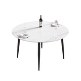 Modern Man-Made Stone Round Metal Dining Table-Position For 6 People