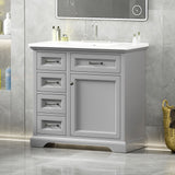 36" Bathroom Vanity With Sink, 2 Tip Out Drawers, Soft Close Hinges