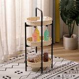 Modern 3 Tier Handwoven Side Table With Oval Organizer