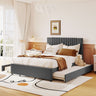 Upholstered Platform Bed With Drawers, Classic Headboard Design