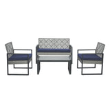 4 Piece Patio Furniture Set With Acacia Wood Table Top And Cushions