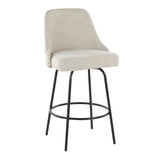 Marcel - 27" Fixed-Height Counter Stool With Swivel And Round Black Metal Footrest (Set of 2) - Black Metal