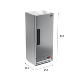 25 in. Commercial Stainless Steel 1-Door Reach-In Freezer, 12 cu. ft. RIF-1D-SS12C