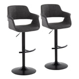 Vintage Flair - Mid-Century Modern Adjustable Swivel Barstool (Set of 2) - Charcoal Fabric