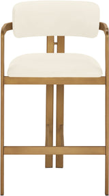 Aurum - Vegan Leather Upholstered Counter Stool With Brushed Brass Base