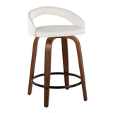 Grotto - 31" Upholstered Fixed-Height Counter Stool (Set of 2) - Walnut Wood Base