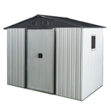 8Ft X 4Ft Outdoor Metal Storage Shed With Window And Metal Foundation For Backyard, Patio, Lawn