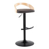 Grotto - Adjustable Barstool - Black Metal, Natural Wood