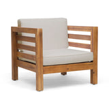 Outdoor Acacia Wood Patio Chair With Fabric Cushion