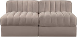 Rummi - Velvet Performance Fabric Upholstered 2 Piece Modular Armless Loveseat