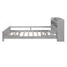 Wood Platform Bed With Built In LED Light, Storage Headboard And Guardrail