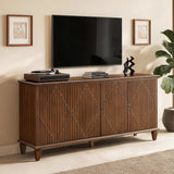TV Stand With Carved Geometric Doors, Storage Cabinet For Living Room - Walnut