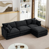 L Shaped Modular Sectional Sofa With Movable Ottoman, 3 Seater Comfortable Seating