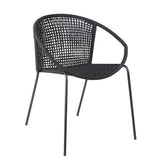 Sydney And Snack - 3 Piece Outdoor Patio 36" Dining Set - Black Eucalyptus Wood And Black Rope