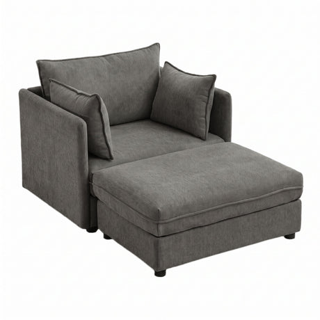 Oversized Deep Seat Accent Chair With Matching Storage Ottoman & Throw Pillows