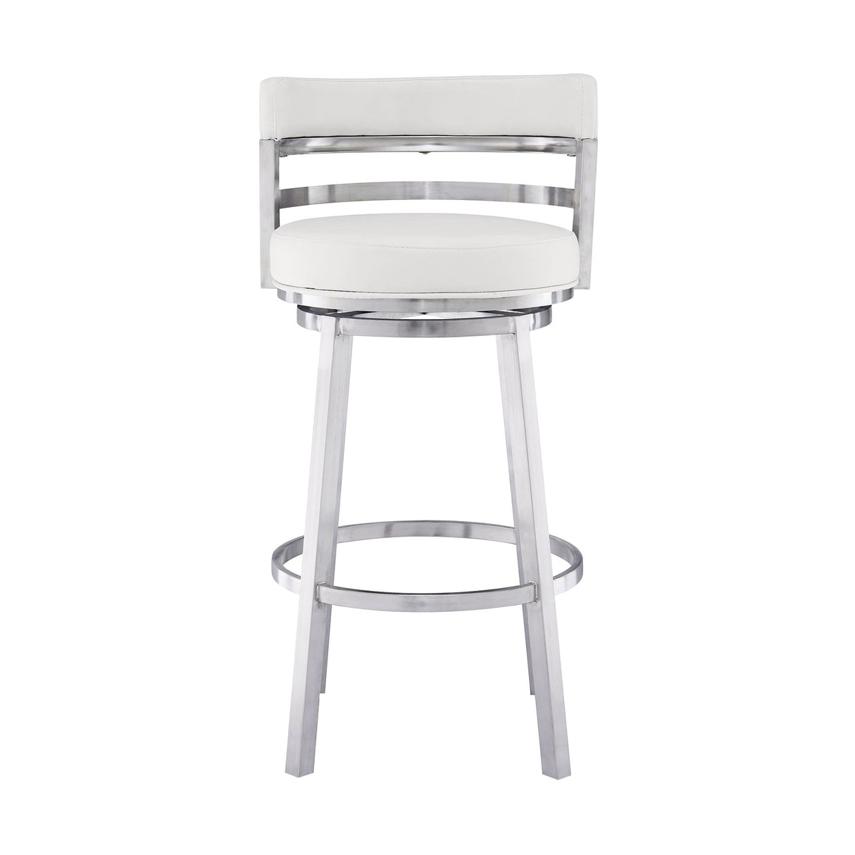 Titana - Swivel Faux Leather And Brushed Stainless Steel Bar Stool