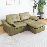 L - Shaped Modular 2 Seater Sofa With Movable Ottoman And High Density Sponge Cushions For Living Room
