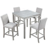 5 Piece Counter Height Table Set, Square Table And 4 Upholstered Chairs