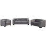 Upholstered 3 Piece Sofa Set With Legs