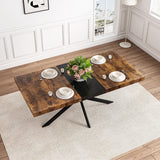Retro Rectangular Stretch Dining Table With Embossed Center Plate