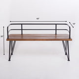 Outdoor Bench With Powder Coated Iron Frame - Teak