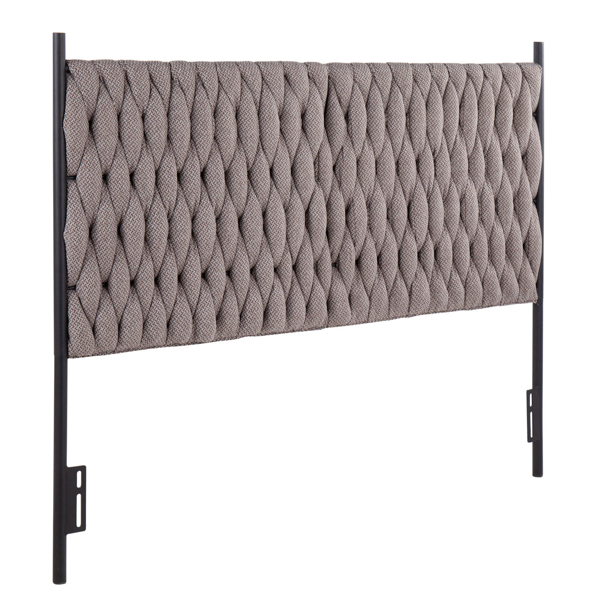 Matisse - Braided Queen Size Headboard - Black Metal And Gray Fabric