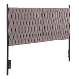 Matisse - Braided Queen Size Headboard - Black Metal And Gray Fabric