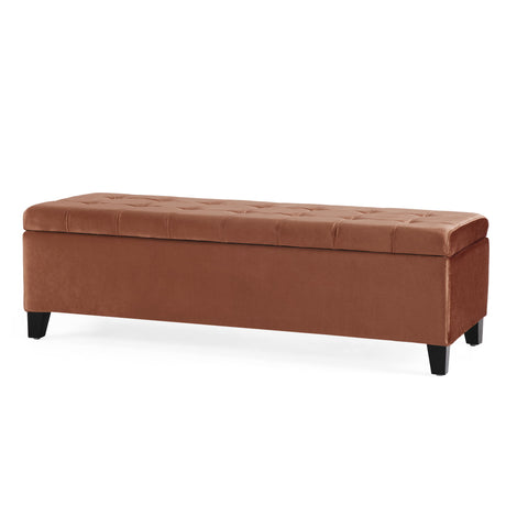 Wendover - Elegant Velvet Tufted Storage Bench With Lift-Up Top And Birch Wood Legs