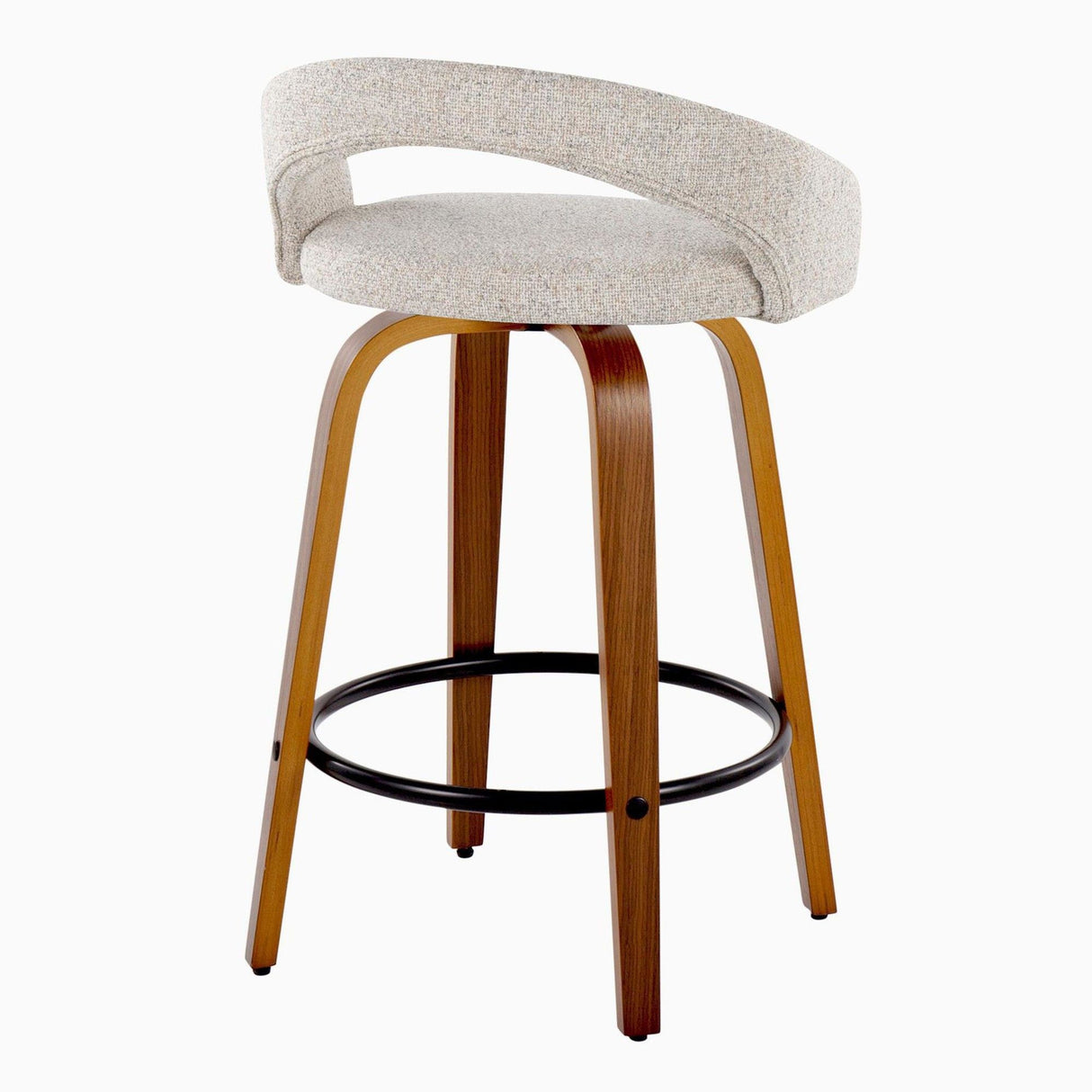 Grotto - 32.5" Upholstered Fixed-Height Counter Stool (Set of 2) - Walnut Wood Base