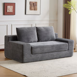 Loveseat Sofa, Comfortable Deep Seat Sofa Bed, Modern Small Corduroy Couch For Living Room Bedroom,Reversible Cushion With Pillows,No Assembly Required,Dark Gray