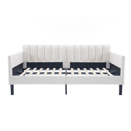 Elena - Boucle Upholstered Daybed, Ribbed Tufted Backrest