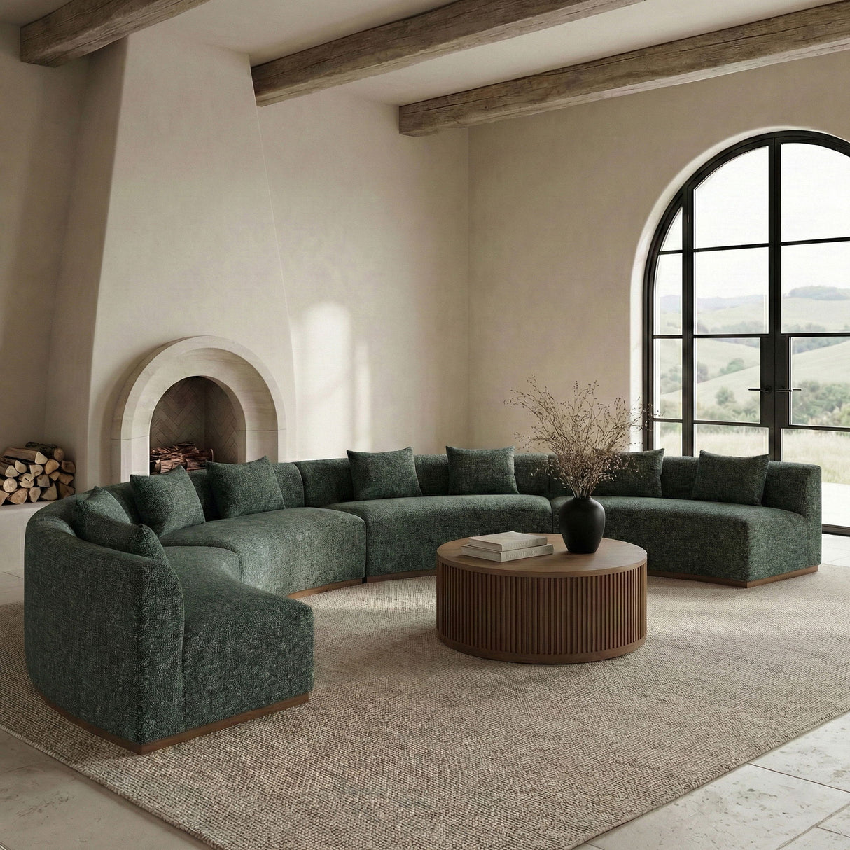 Avanti - Chenille Fabric Upholstered 4 Piece Modular Sectional