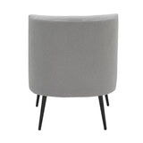 Luna - Contemporary Slipper Chair - Black Metal And Light Gray Sherpa Fabric