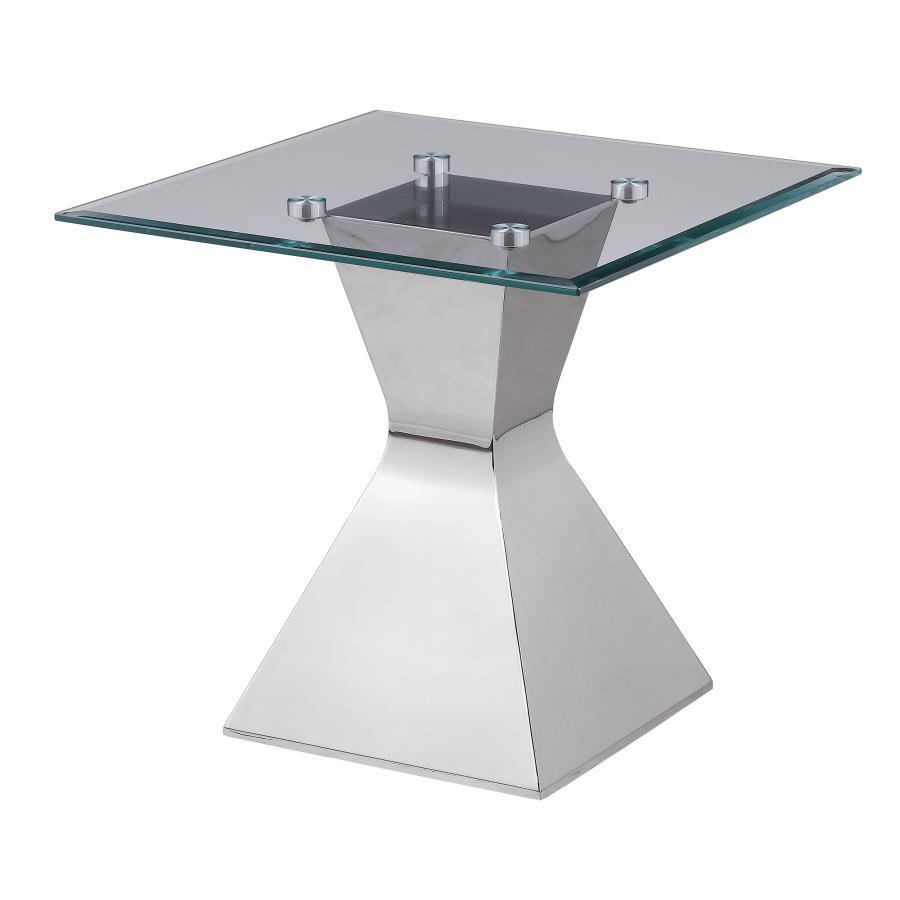 Jenny - Glass Top Stainless Steel Table