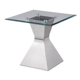 Jenny - Glass Top Stainless Steel Table
