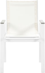 Nizuc - Outdoor Patio Dining Arm Chair With White Frame And Gray Arms (Set of 2)