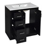 Ceramic Sink Combo, Freestanding Vanity Set With 3 Drawers & Soft Closing Doors