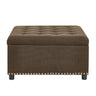 Square Tufted Storage Ottoman With Nailhead Trim